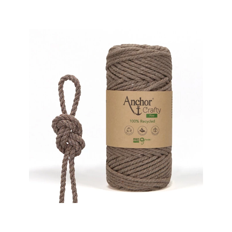 Macramé priadza, Anchor Crafty Fine, česateľná, 3 mm - škorica