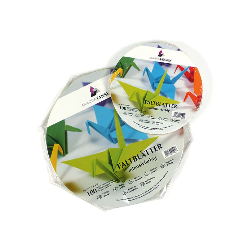 Papier na origami, farebný - 70 g, 100 listov, kruh 18 cm