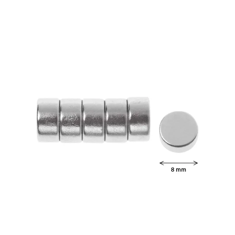 Super silný okrúhly magnet - 8 mm, 6 ks