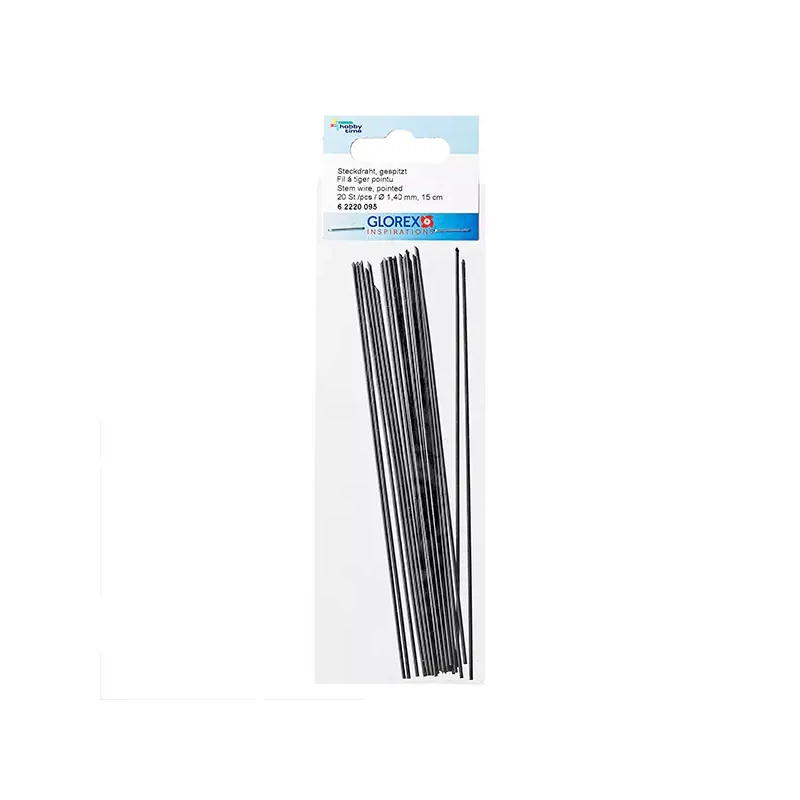 Ihla na sviečky, ihla na kvety, drôt s ostrým koncom  - 1,4 mm, 15 cm, 20 ks - čierny