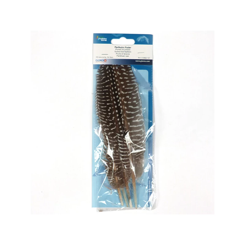 Perličkové perie, 16-19 cm, 5 ks - prírodné