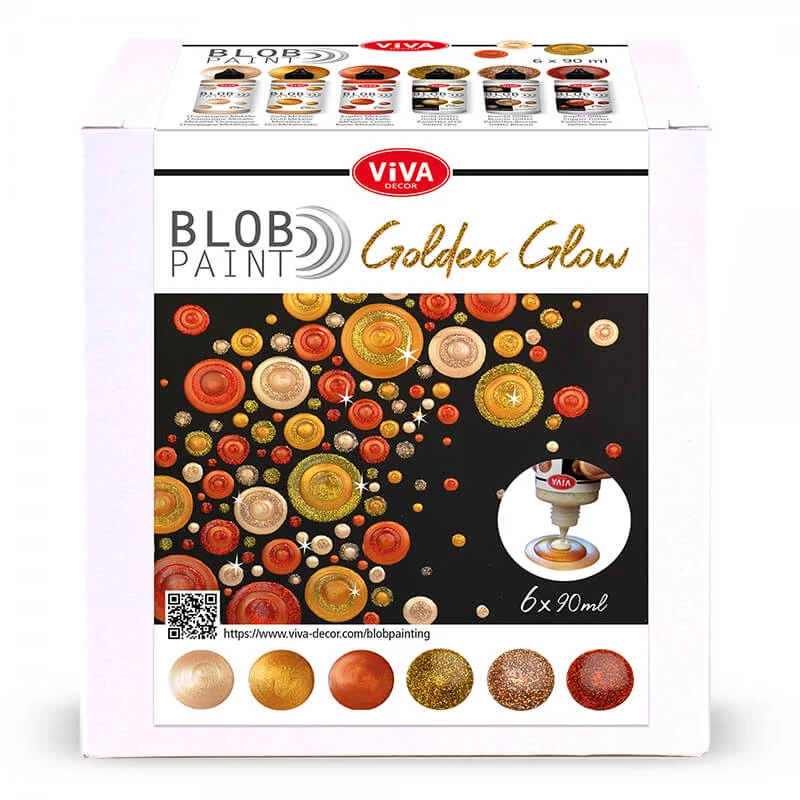 Sada bodkovacích farieb, Blob paint, 6x90 ml - Zlatý lesk