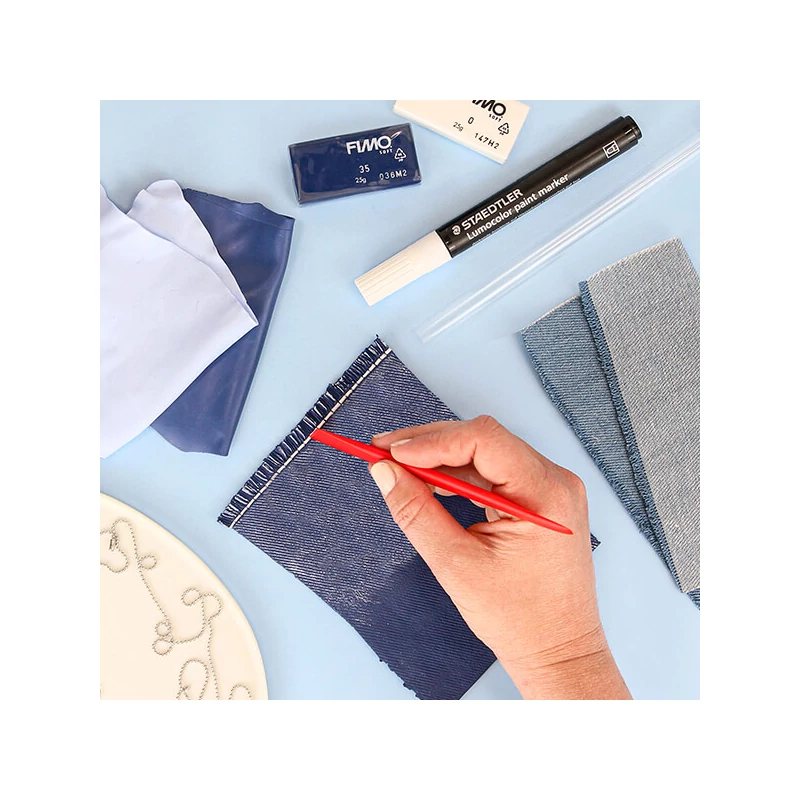 Sada modelovacej hmoty do rúry Fimo Soft, 4x25 g - džínsový dizajn, denim design