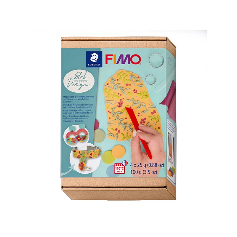 Sada modelovacej hmoty do rúry Fimo Soft, 4x25 g - listový dizajn, Slab Design