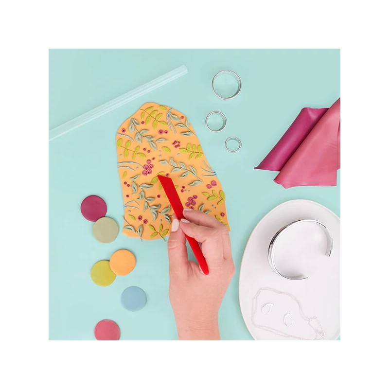 Sada modelovacej hmoty do rúry Fimo Soft, 4x25 g - listový dizajn, Slab Design