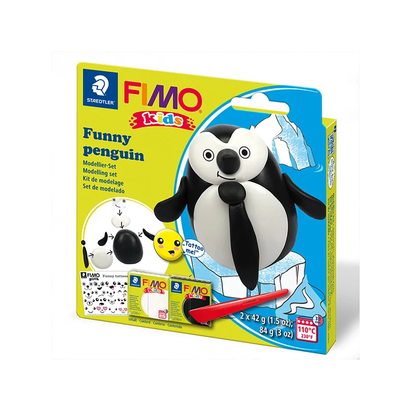 Sada modelovacej hmoty FIMO Kids, 2x42 g, 2x42 g - Funny penguin, zábavný tučniak