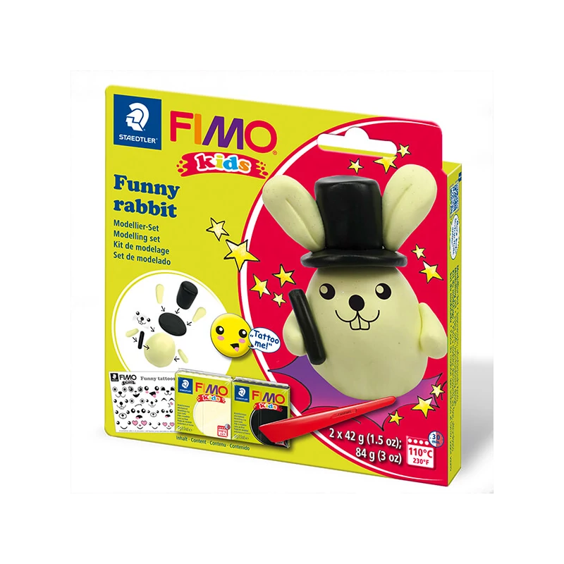 Sada modelovacej hmoty FIMO Kids, 2x42 gt, 2x42 g - Funny rabbit, zábavný zajac