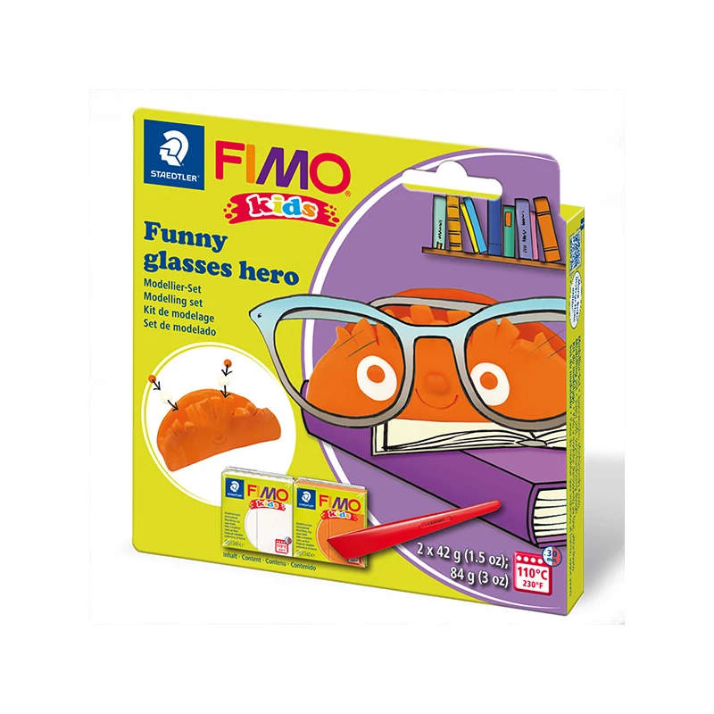Sada modelovacej hmoty FIMO Kids, 2x42 g, 2x42 g - Funny glasses hero, zábavná hrdina v okuliaroch