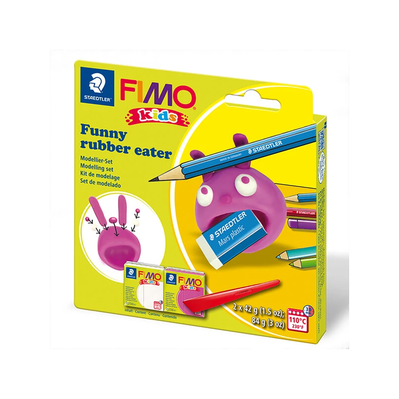 Sada modelovacej hmoty FIMO Kids, 2x42 g - Funny rubber eater, zábavný požierač gumy