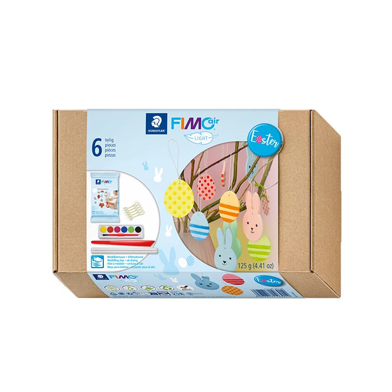 FIMO Air Light Easter Set, sada veľkonočných modelovacích hmôt, 125 g s doplnkami