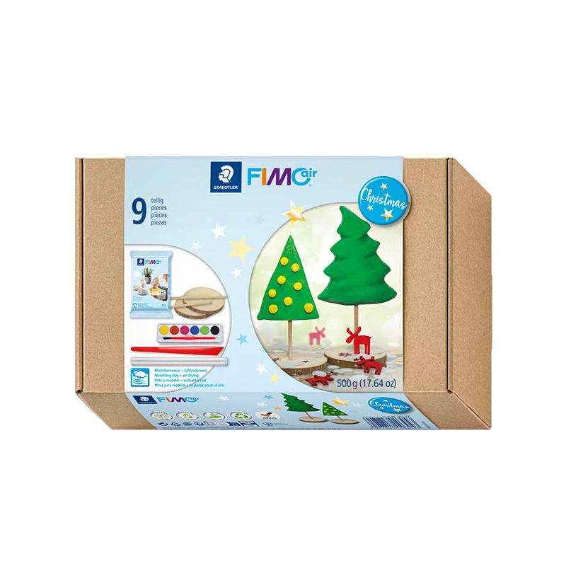 FIMO Air Basic Christmas Set, sada vianočných modelovacích hmôt, 500 g s doplnkami