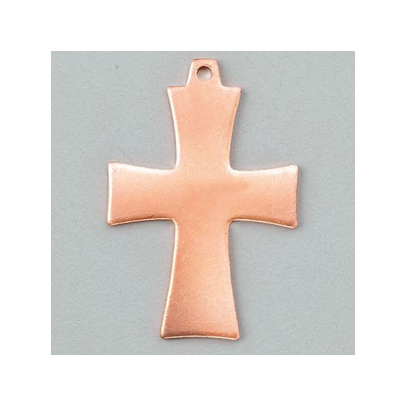 Smaltovaný prívesok červený medený základ - kríž, 33x22 mm