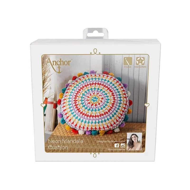 Háčkovacia súprava Anchor Mandala vankúš- Neón