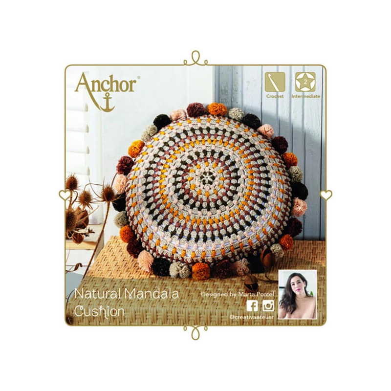 Háčkovaná súprava Anchor Mandala vankúš - Prírodná