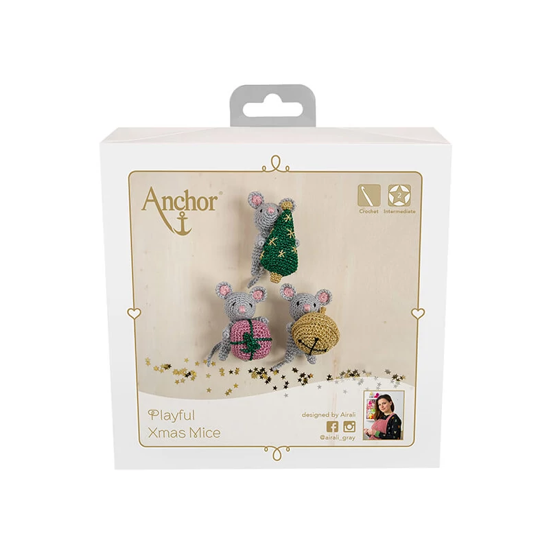 Háčkovacia sada, figúrka Anchor Creativa Amigurumi - Vianočné myšky