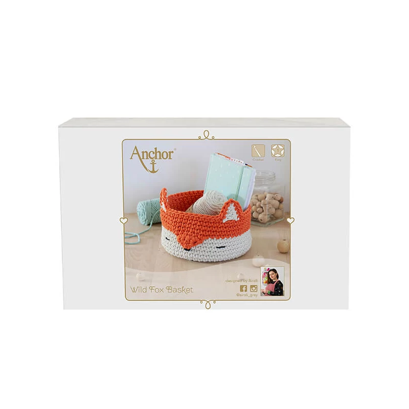 Háčkovacia súprava Anchor Crafty Fine - košík s líškou