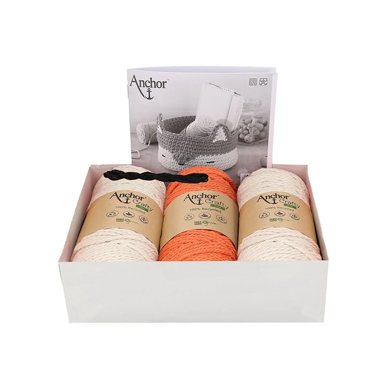 Háčkovacia súprava Anchor Crafty Fine - košík s líškou