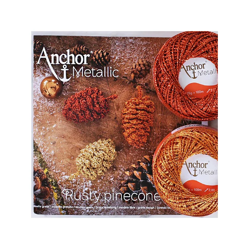 Háčkovacia sada, Anchor Metallic - Šišky, zlatá, medená, hrdzavá