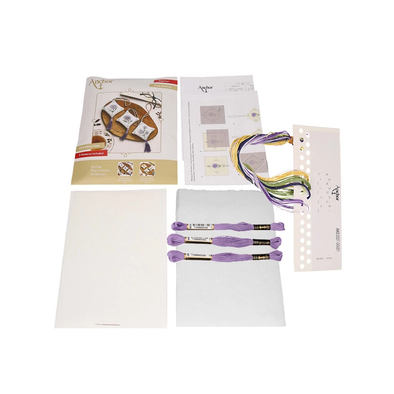 Sada na vyšívanie krížikom, Anchor Spring Decorations - Jarné kvety, fialová
