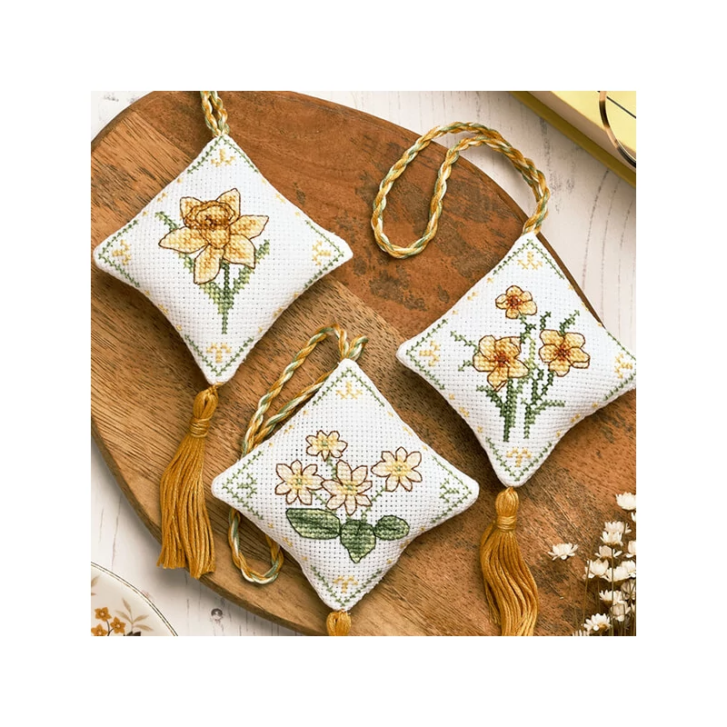 Sada na vyšívanie krížikom, Anchor Spring Decorations - Jarné kvety, žltá