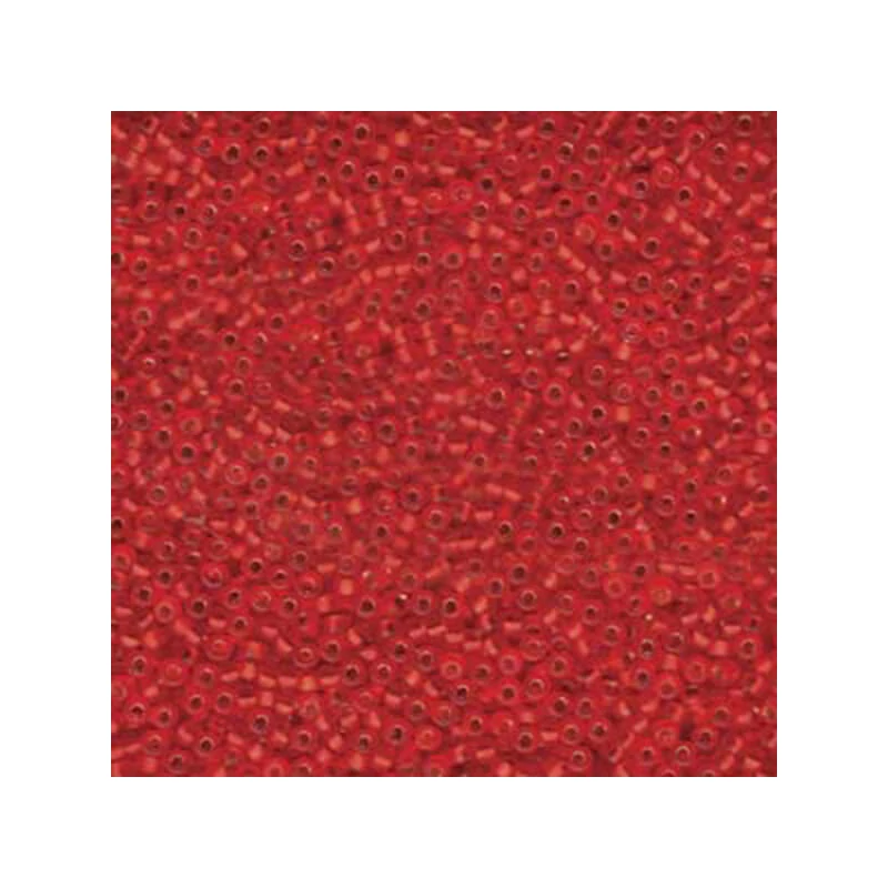 Miyuki japonské sklenené koráliky 11/0 - Matte Silver Lined Flame Red