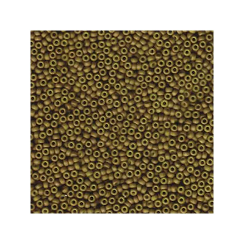 Miyuki japonské sklenené koráliky 11/0 - Matte Opaque Golden Olive Luster