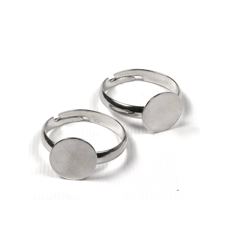 Základ prsteňa, kotúč - 10 mm, rhodium, 2 ks