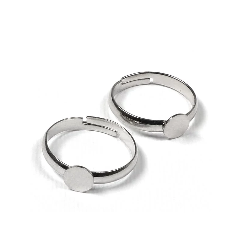 Základ prsteňa, kotúč - 6 mm, rhodium, 2 ks