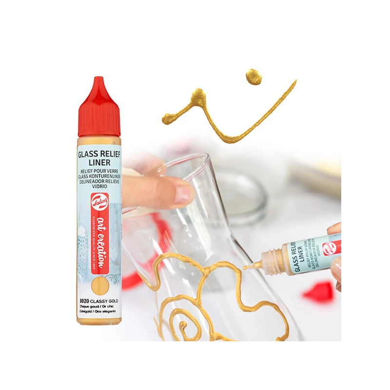 Art Creation Glass Relief Liner, kontúra na sklo, 3D maliarske pero, 28 ml – 8020 Gold
