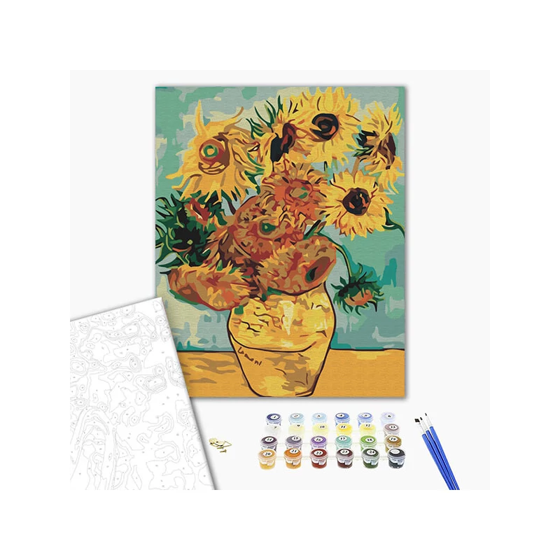 Číslovaná omaľovánka v sade, na napnutom plátne, 40x50 cm - Van Gogh: Slnečnice