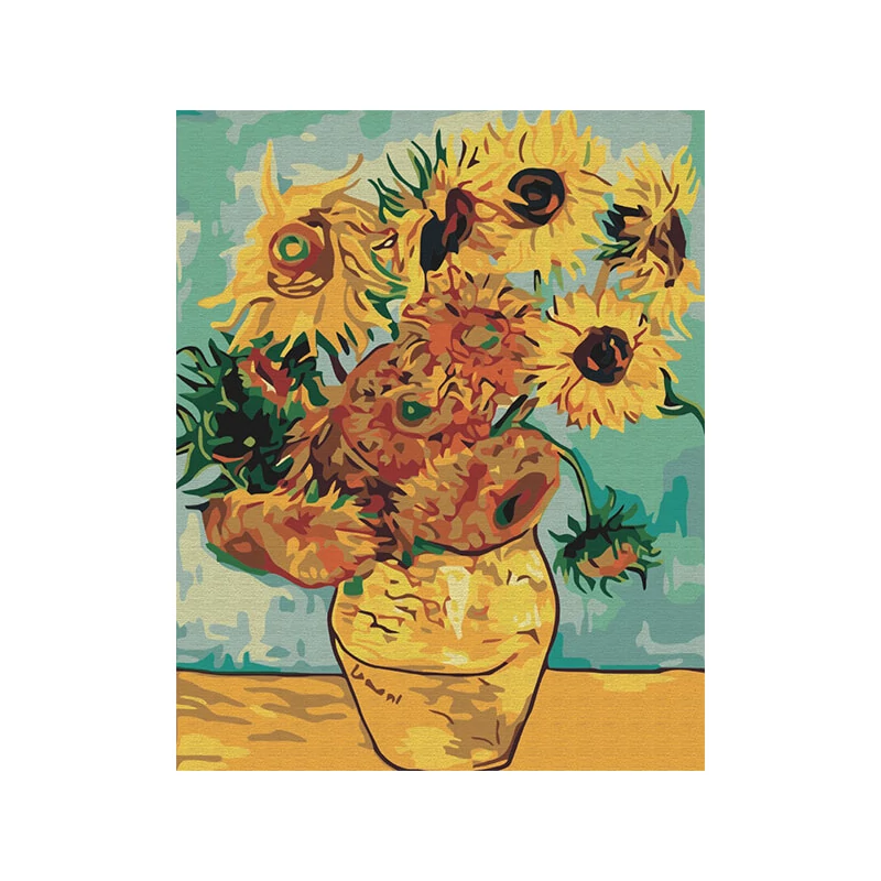 Číslovaná omaľovánka v sade, na napnutom plátne, 40x50 cm - Van Gogh: Slnečnice