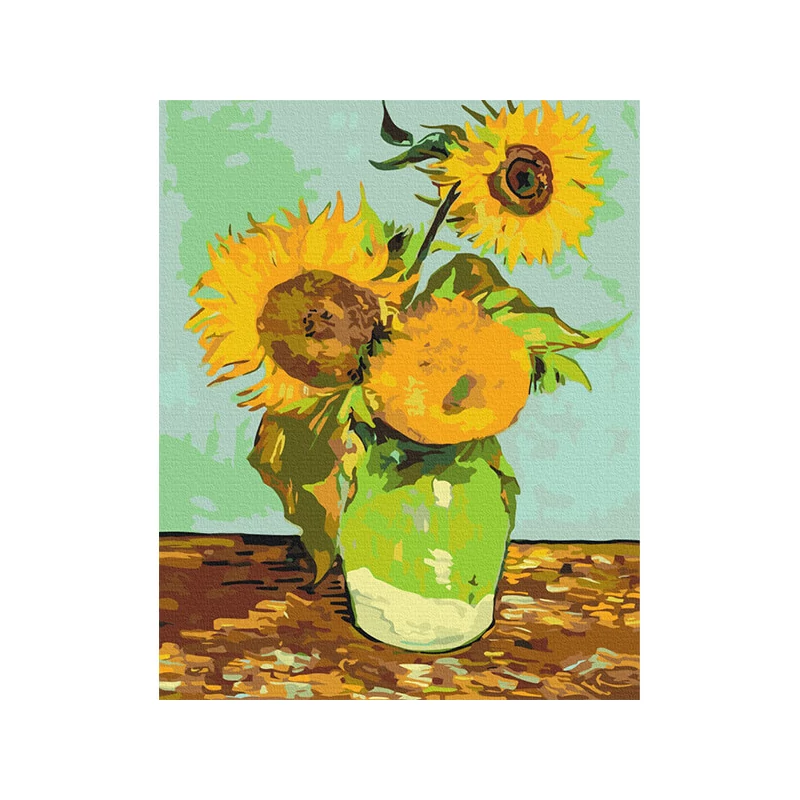 Číslovaná omaľovánka v sade, na napnutom plátne, 40x50 cm - Van Gogh: Tri slnečnice
