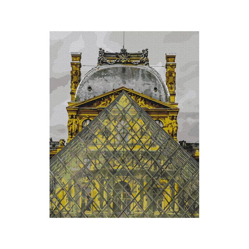 Číslovaná omaľovánka v sade, na napnutom plátne, 40x50 cm - Louvre Pyramid