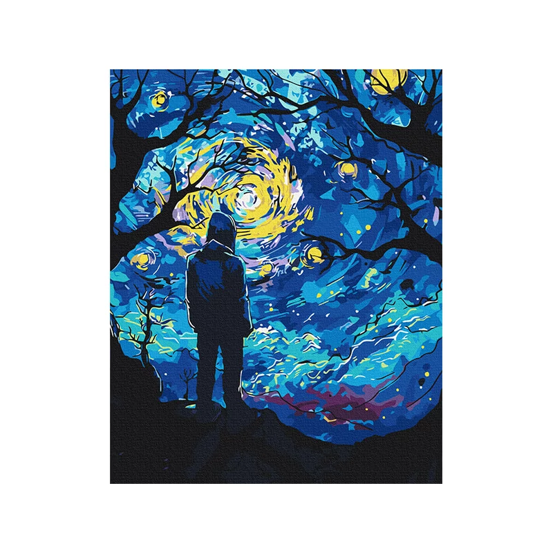 Číslovaná omaľovánka v sade, na napnutom plátne, 40x50 cm - Večerná inšpirácia