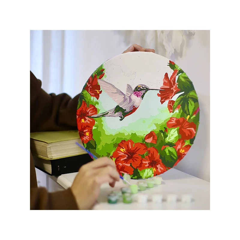 Číslovaná omaľovánka v sade, na napnutom plátne, 30 cm - Didevych Kateryna: Kohúty