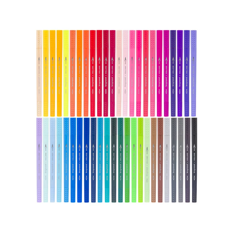 Sada obojstranných popisovačov Bruynzeel Fineliner Brush - 48 ks, v kovovej krabičke