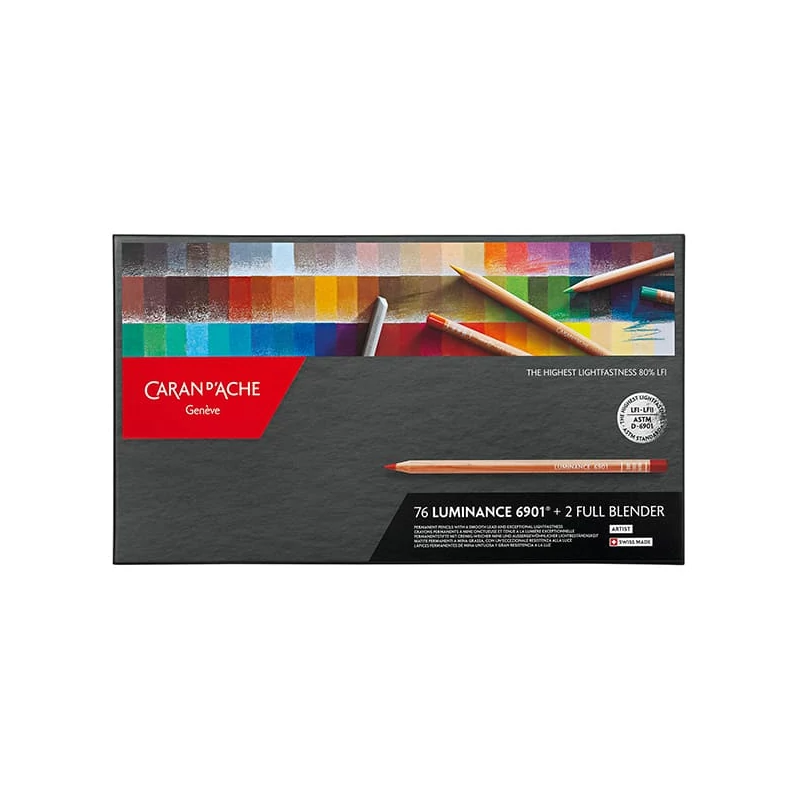 Sada farebných ceruziek Caran d'Ache Luminance 6901 - 76 farieb, 78 ks + 2 ks Full Blender