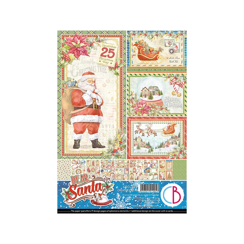 Sada scrapbookových papierov Ciao Bella, A4, 9 listov - Dear Santa Creative Pad