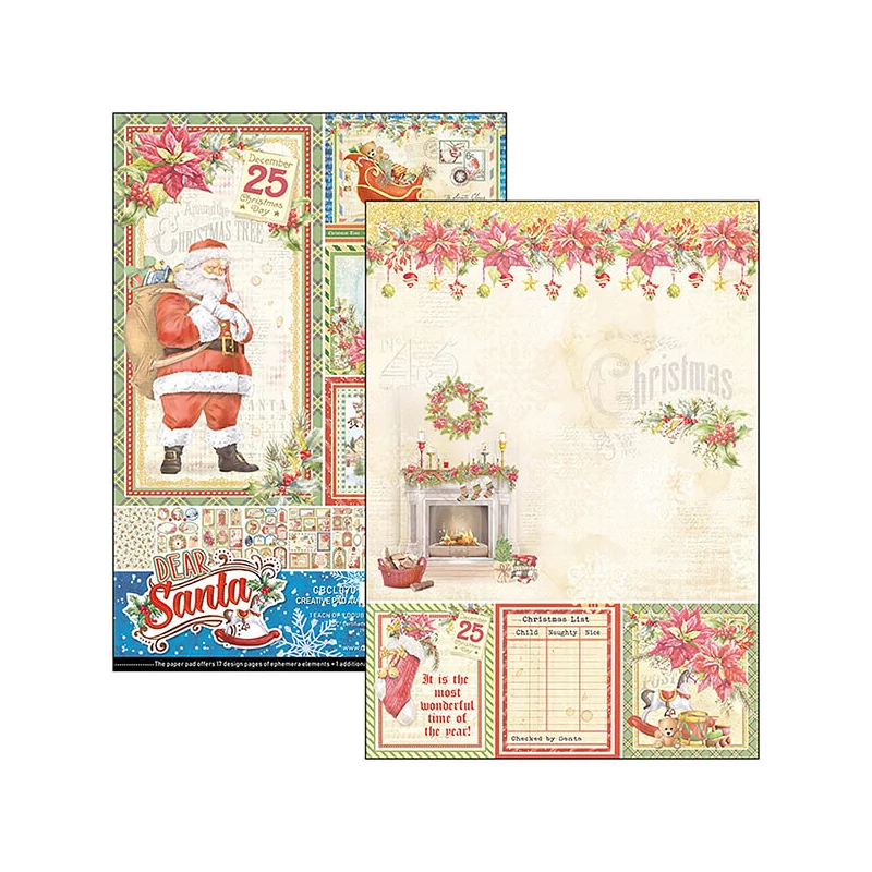 Sada scrapbookových papierov Ciao Bella, A4, 9 listov - Dear Santa Creative Pad