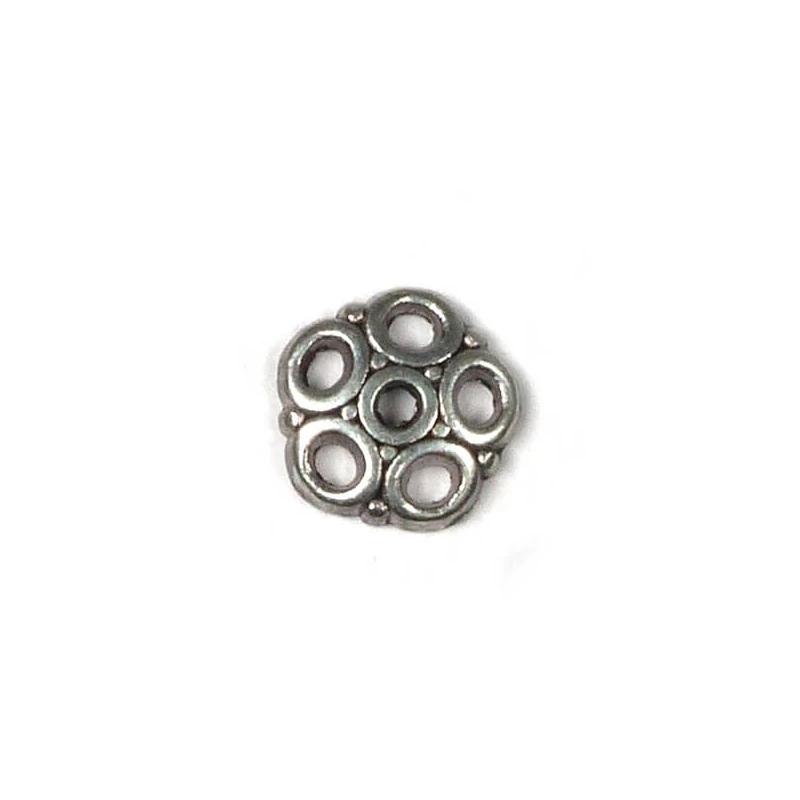 Charm kovová ozdoba, 7 ks - Perleťovéový uzáver, 5 hrotov, 8 mm
