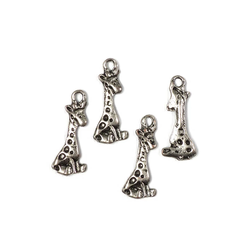 Charm kovová ozdoba, 4 ks - žirafa, 3D