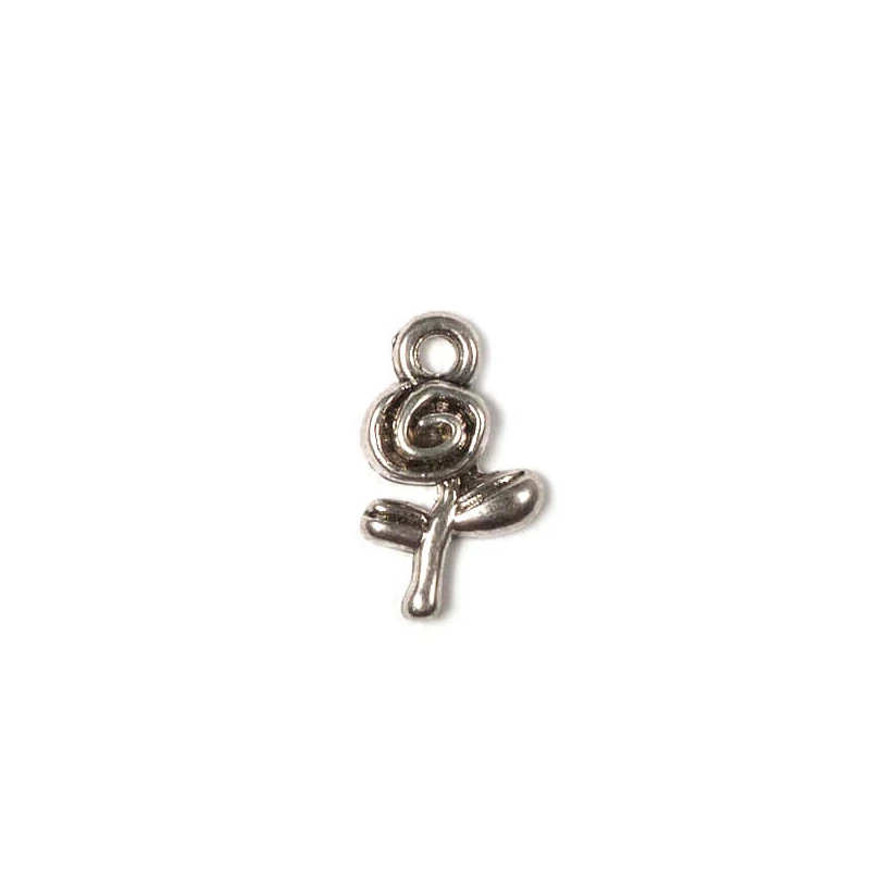 Charm kovová ozdoba, 4 ks - miniruža