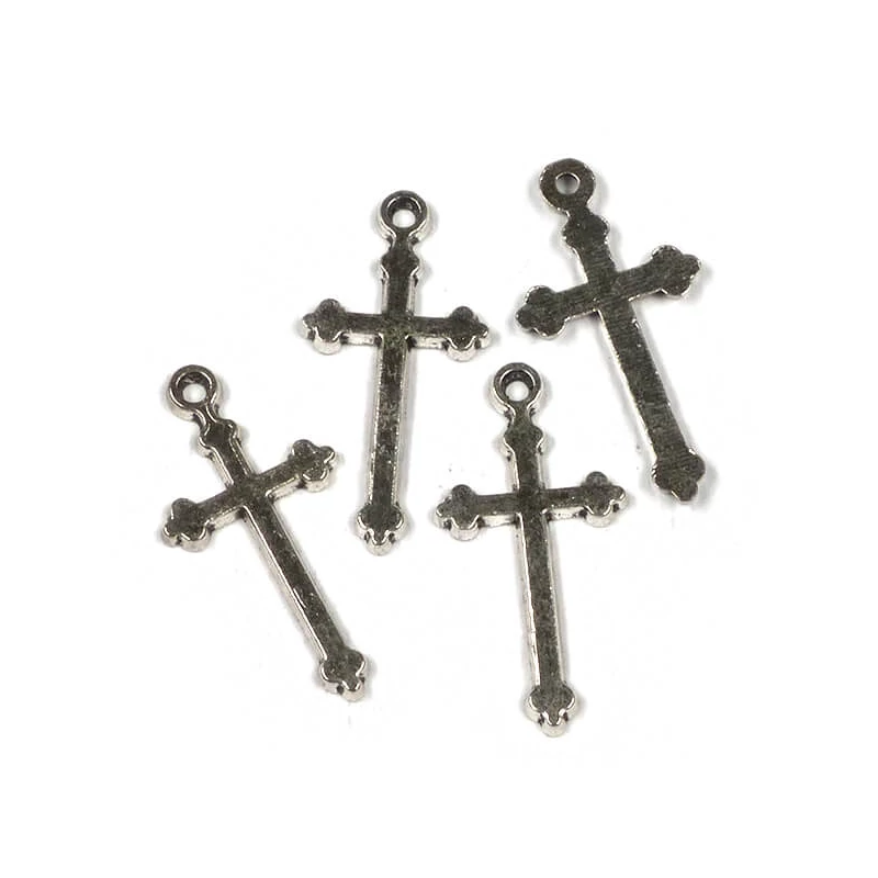 Charm kovová ozdoba, 4 ks - kríž