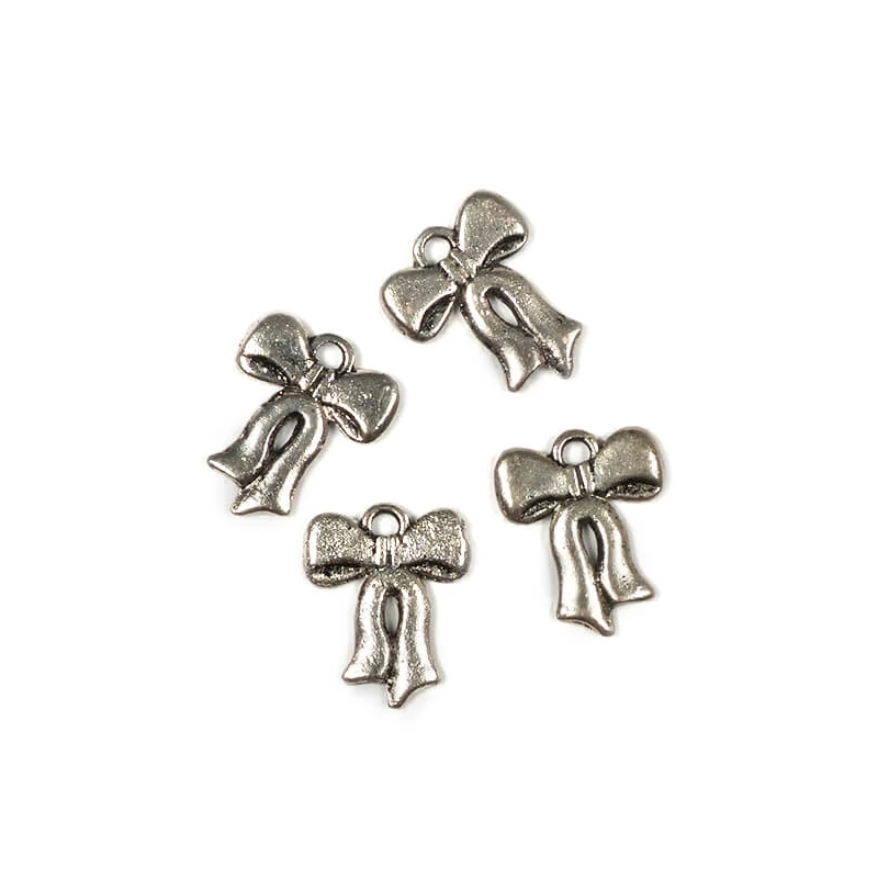 Charm kovová ozdoba, 4 ks - dlhá mašľa, 3D