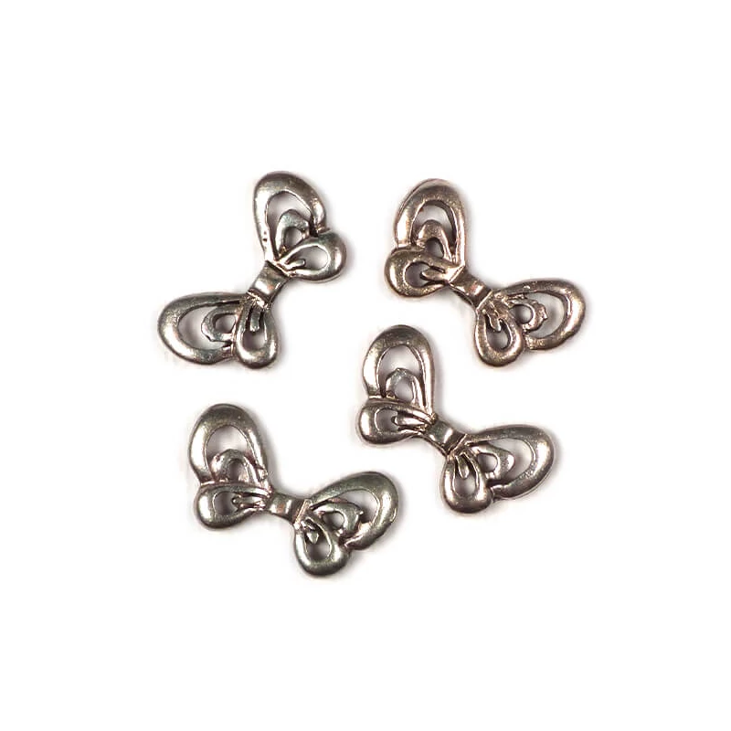 Charm kovová ozdoba, 4 ks - motýlie krídla, prelamované, 3D