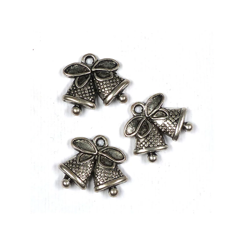 Charm kovová ozdoba, 3 ks - zvonček, 3D