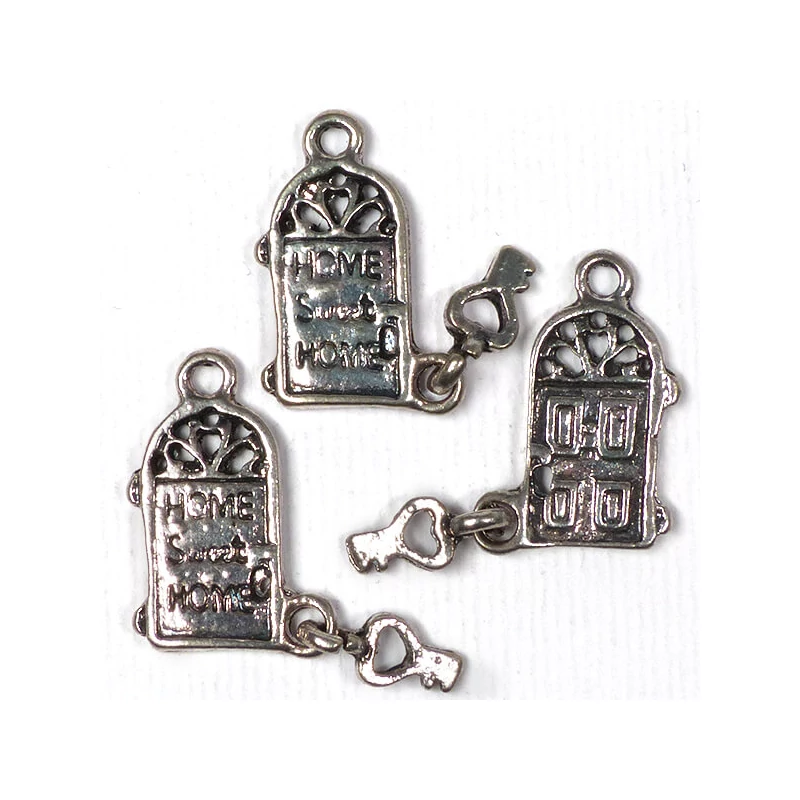 Charm kovová ozdoba, 3 ks - sladký domov, 3D