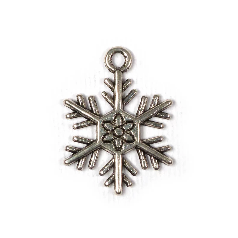 Charm kovová ozdoba, 3 ks - snehový kryštál, 3D