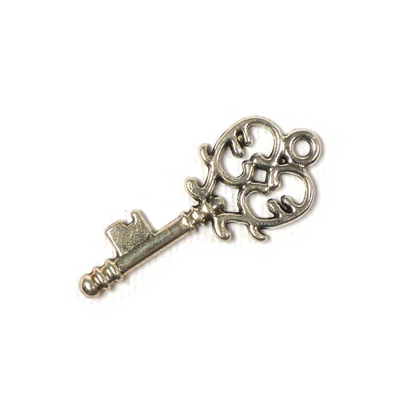 Charm kovová ozdoba, 3 ks - kľúč, úponka, 3D