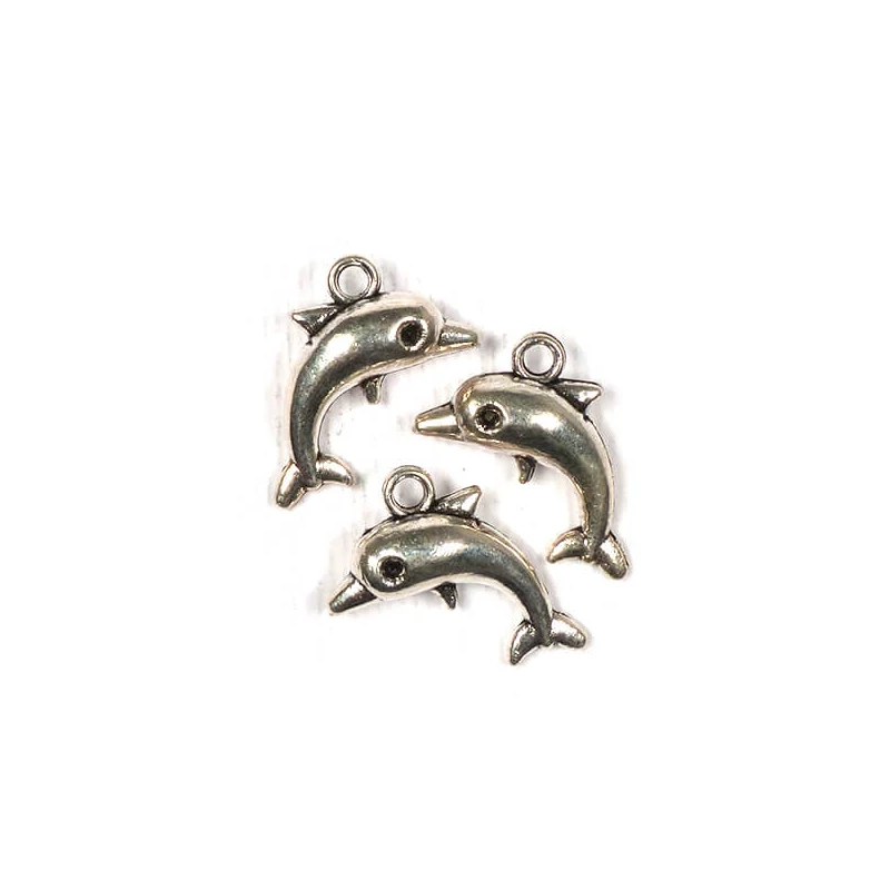 Charm kovová ozdoba, 3 ks - delfín, 3D